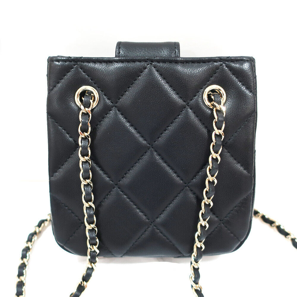 Chanel Chain Pochette Matelasse Black Shoulder Pouch