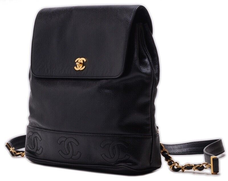 Chanel Triple Coco Turn Lock Chain Caviar Skin Black