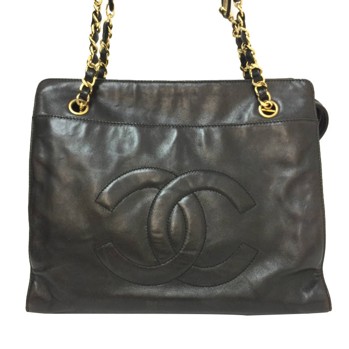 Chanel Here Mark Chain Tote Bag Dark Brown