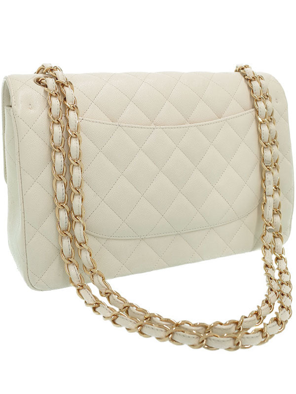 Chanel Deca Matelasse Chain Shoulder Bag White