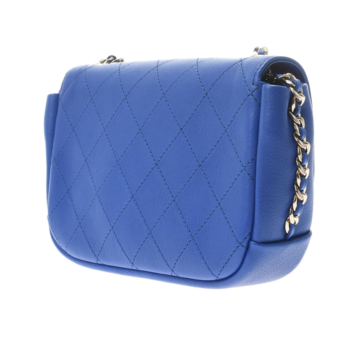 Chanel Chain Shoulder Blue Gold Hardware Calfskin Shoulder Bag