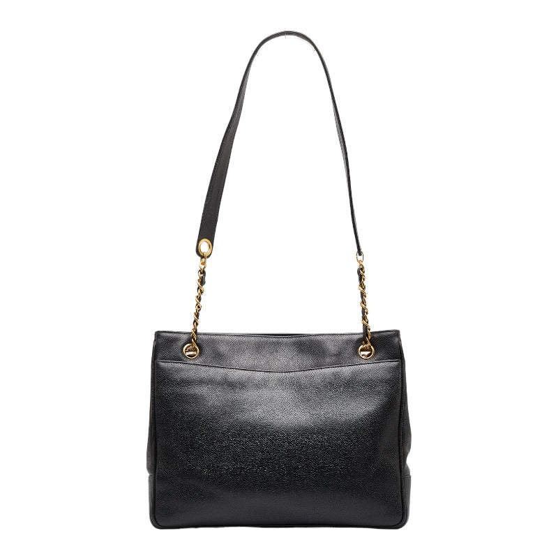 Chanel Deca Coco Mark Chain Tote Bag Shoulder Bag Black