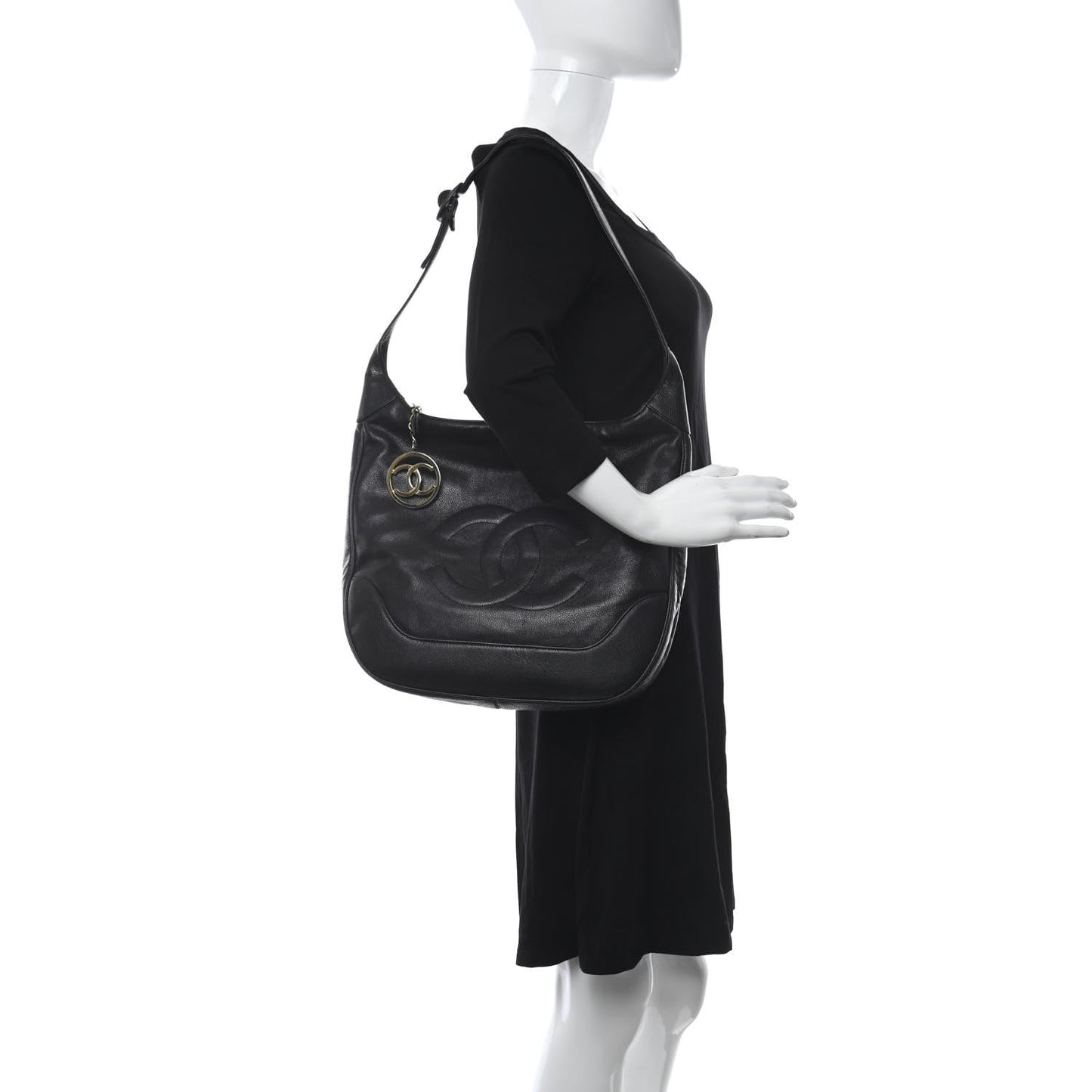 Chanel Caviar CC Hobo Black