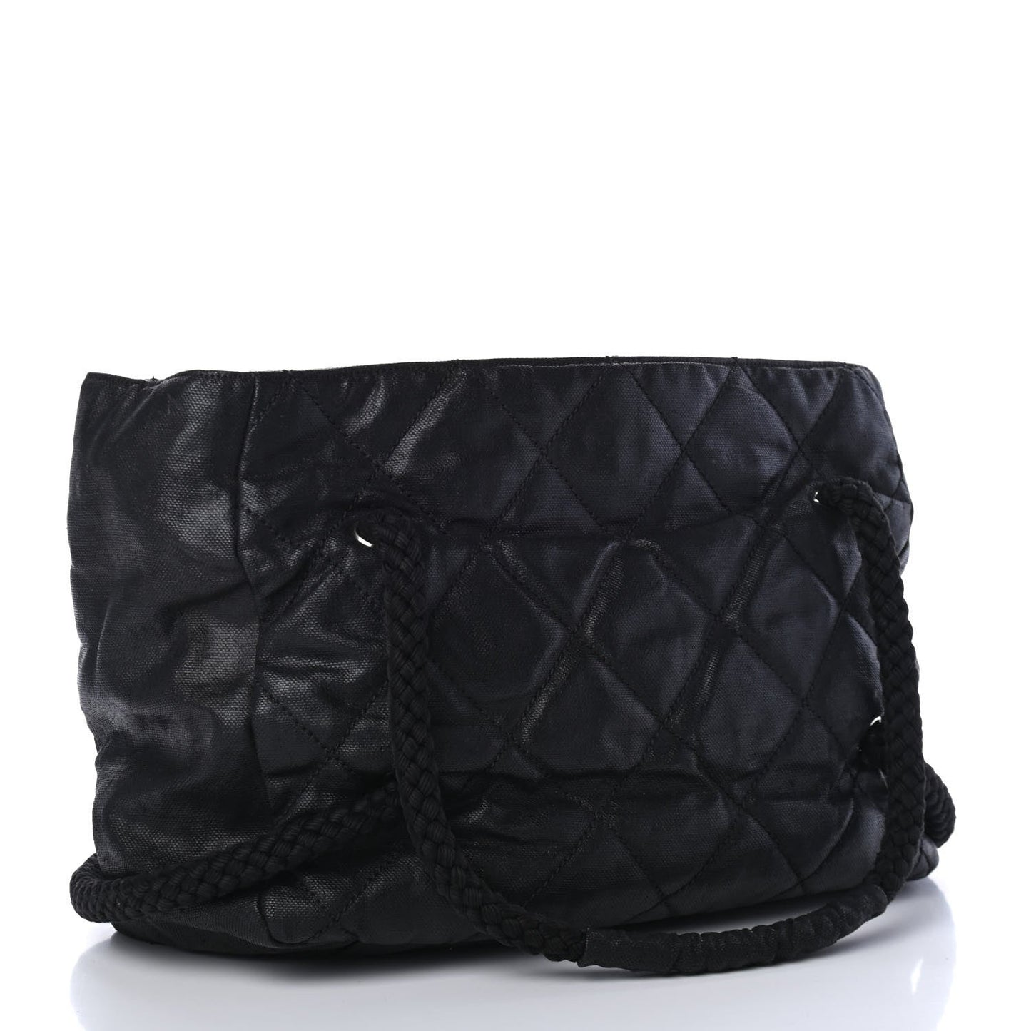 Chanel Coated Canvas Large CC Tote Black White