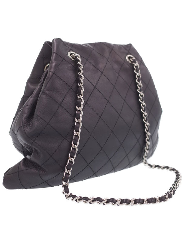 Chanel Matelasse Drawstring Type Chain Semi-Shoulder Bag Black
