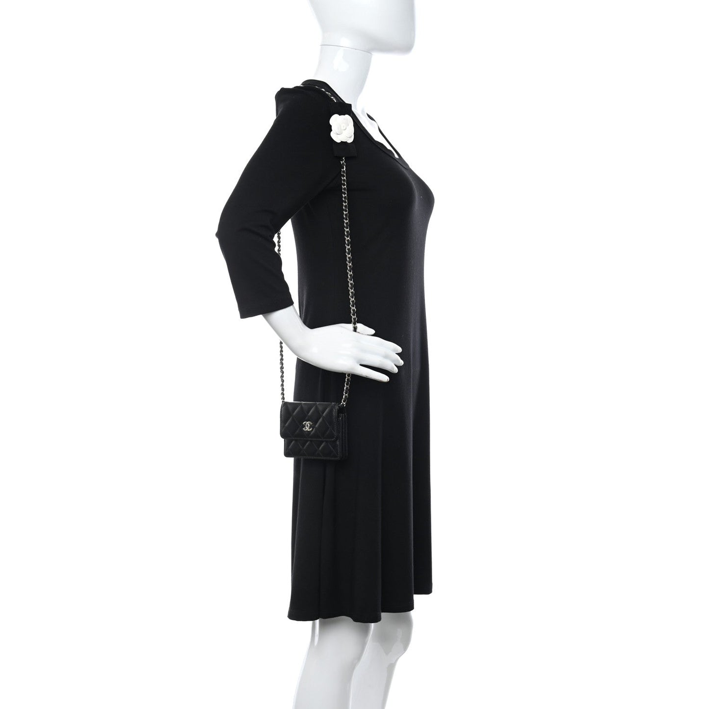 Chanel Lambskin Quilted My Chanel Lady Card Holder On Chain Black