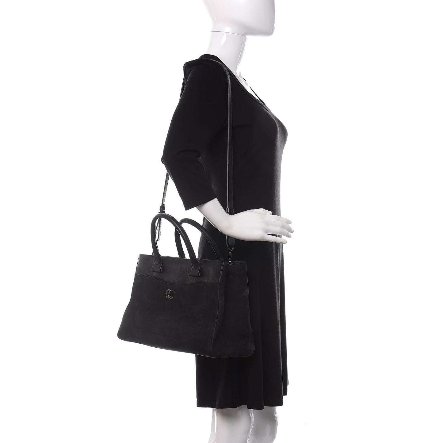 Chanel Grained Calfskin Suede Small Neo Executive Shopper Tote
