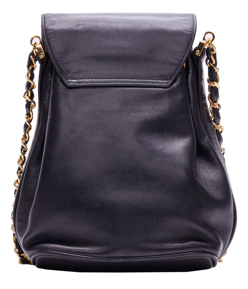 Chanel Turnlock Double Ball Charm Mini Chain Lambskin Black
