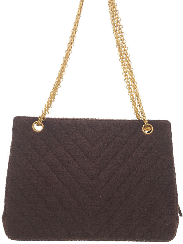 Chanel V Stitch Chain Shoulder Bag Brown