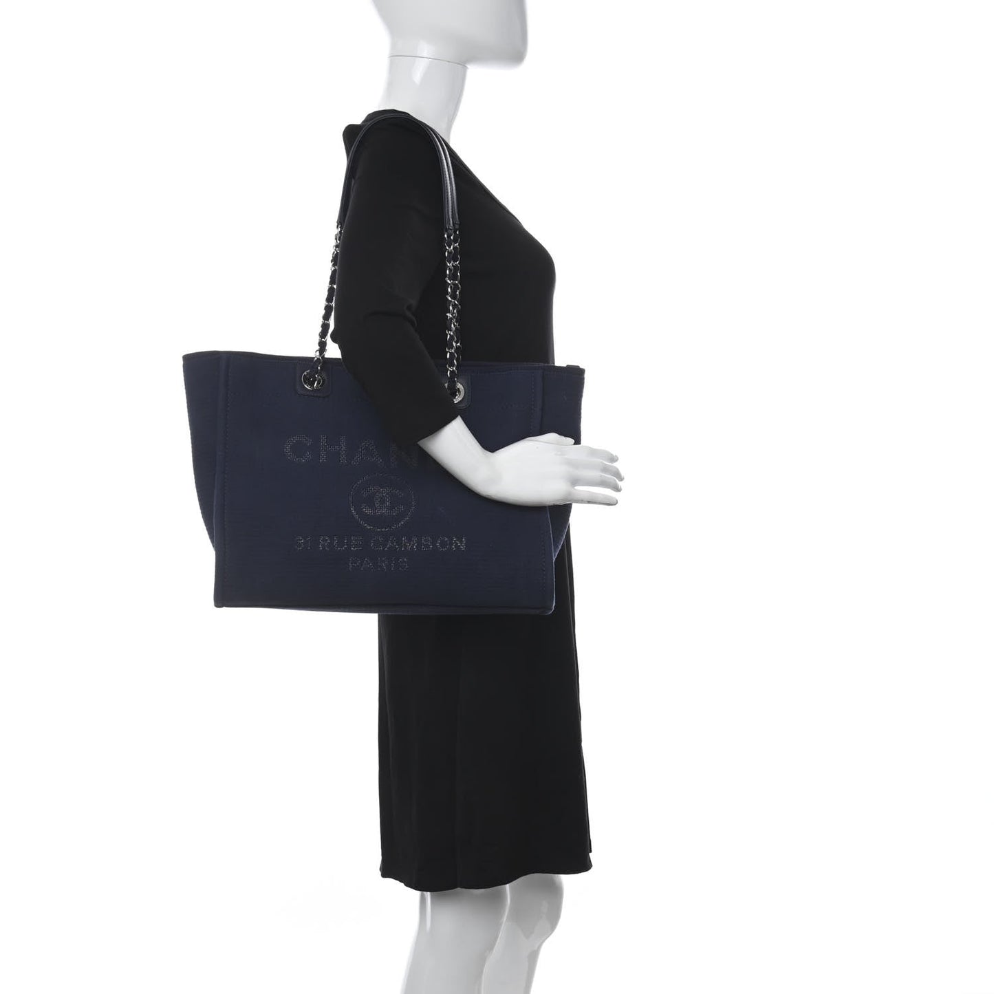 Chanel Mixed Fibers Small Deauville Tote Navy