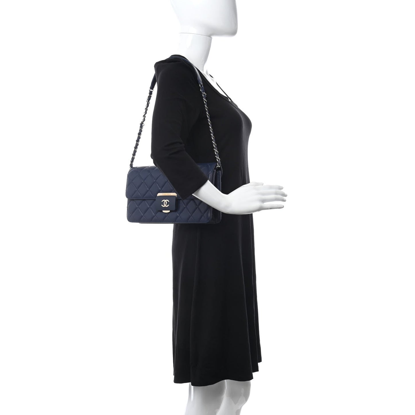 Chanel Sheepskin Quilted Small Beauty Lock Flap Navy