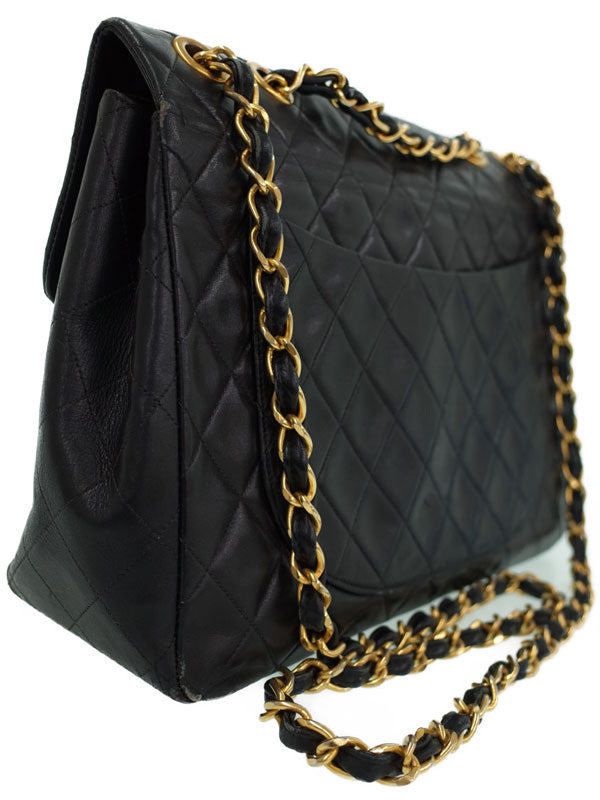 Chanel Deca Matelasse Chain Shoulder Bag 34 Black