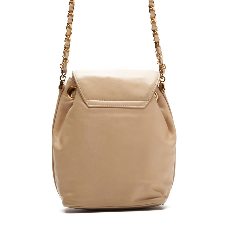 Chanel Coco Mark Round Flap Chain Lambskin Beige