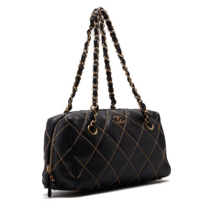 Chanel Double Chain Calf Leather Black