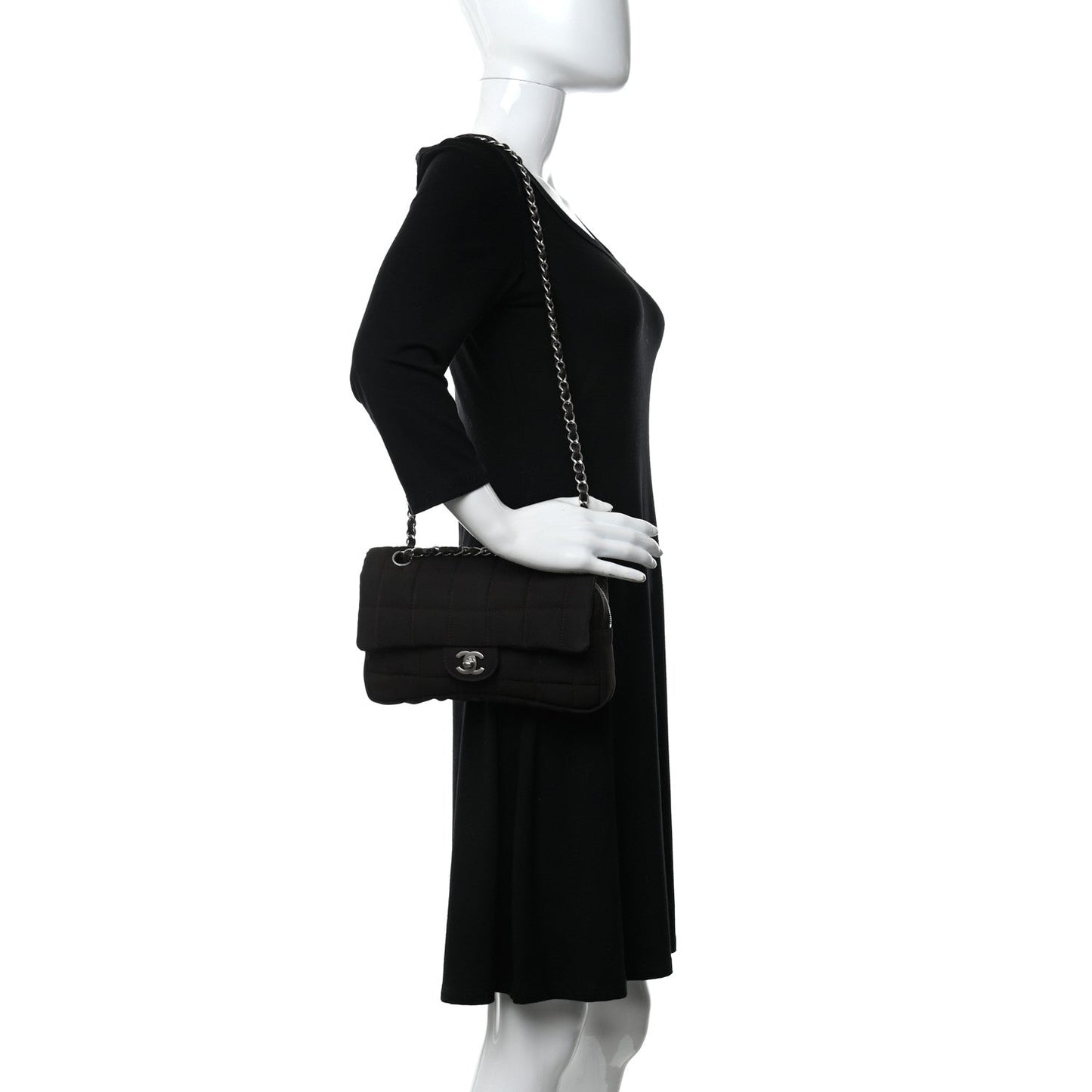 Chanel Nylon Square Quilted Flap Dark Brown