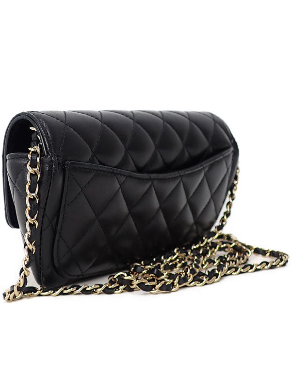 Chanel Matelasse Chain Pochette Shoulder Bag Black