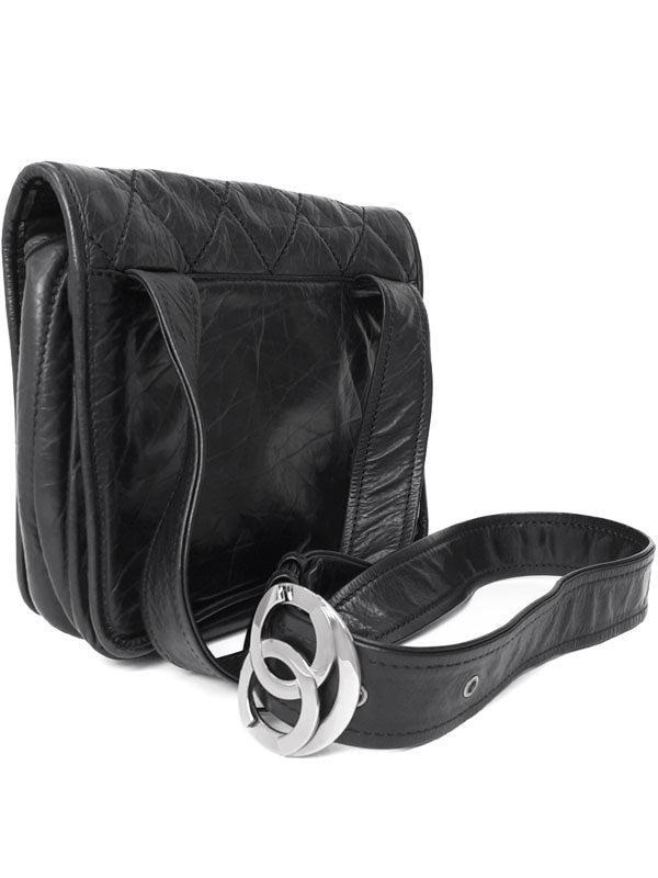 Chanel Matelasse Logo Shoulder Bag Black
