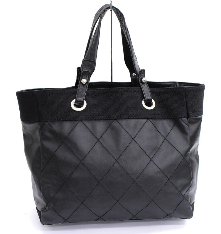 Chanel Paris Biarritz MM Handbag Shoulder Bag Black Cocomark