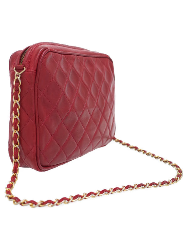 Chanel Matelasse Chain Shoulder Bag Red