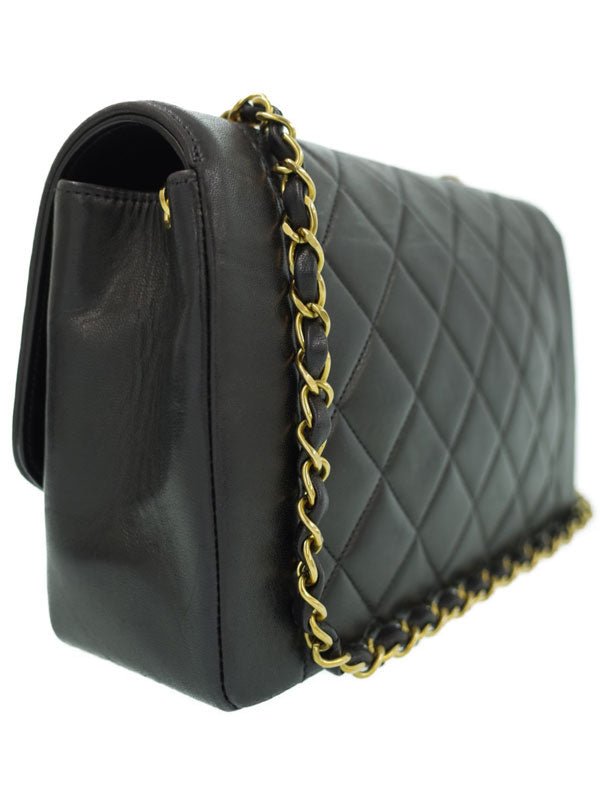Chanel Lambskin Diana Chain Shoulder Bag Black