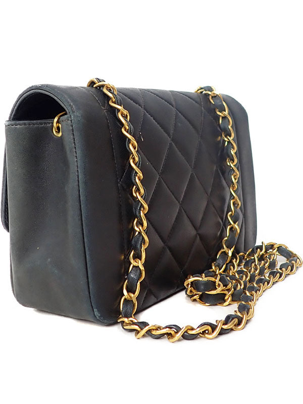 Chanel Diana Matelasse Chain Shoulder Bag Black