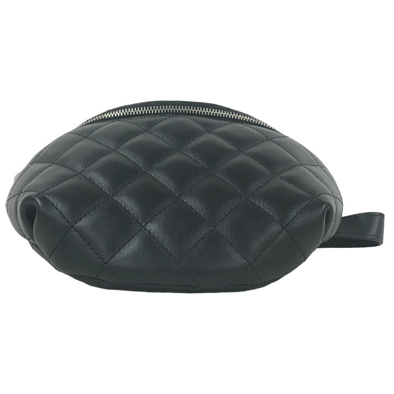 Chanel Body Bag Hardware Lambskin Black Silver