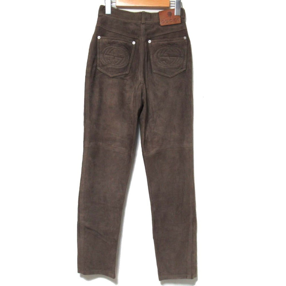 Gucci Interlocking G Suede Leather Pants
