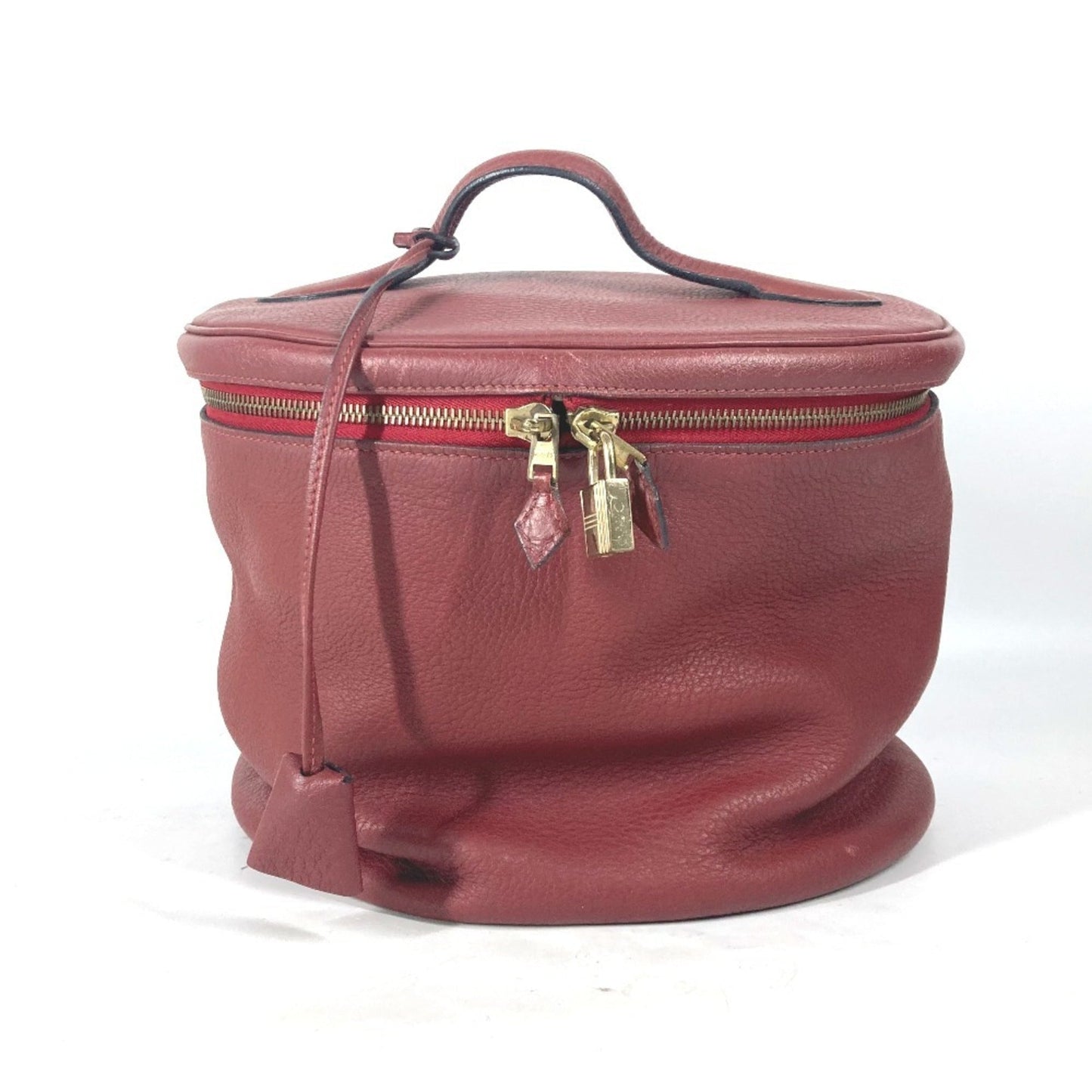 Hermes Red Color Leather Handbag Vanity Bag ( )