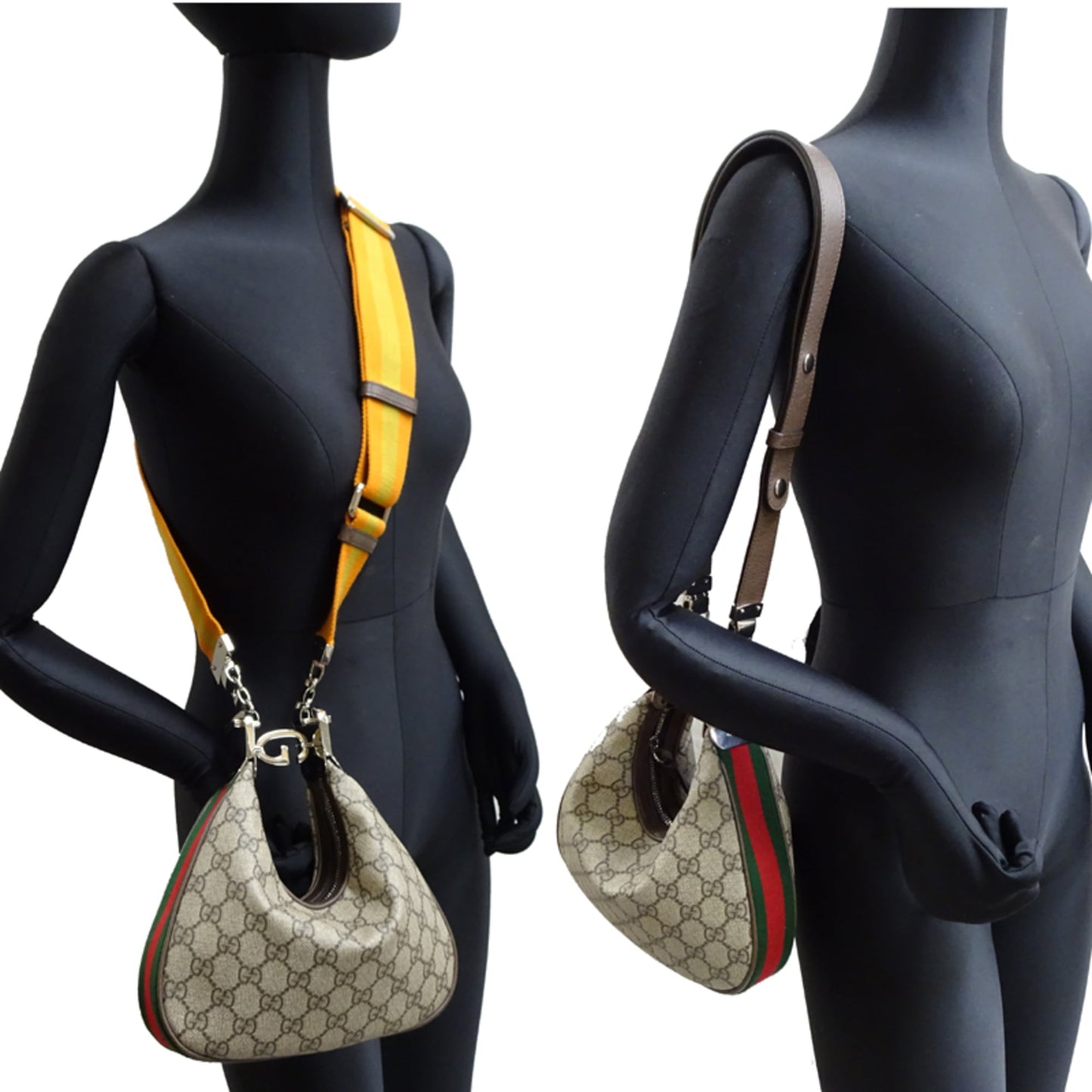 Gucci Beige Brown Orange Gg Supreme Leather Shoulder Bag ( )