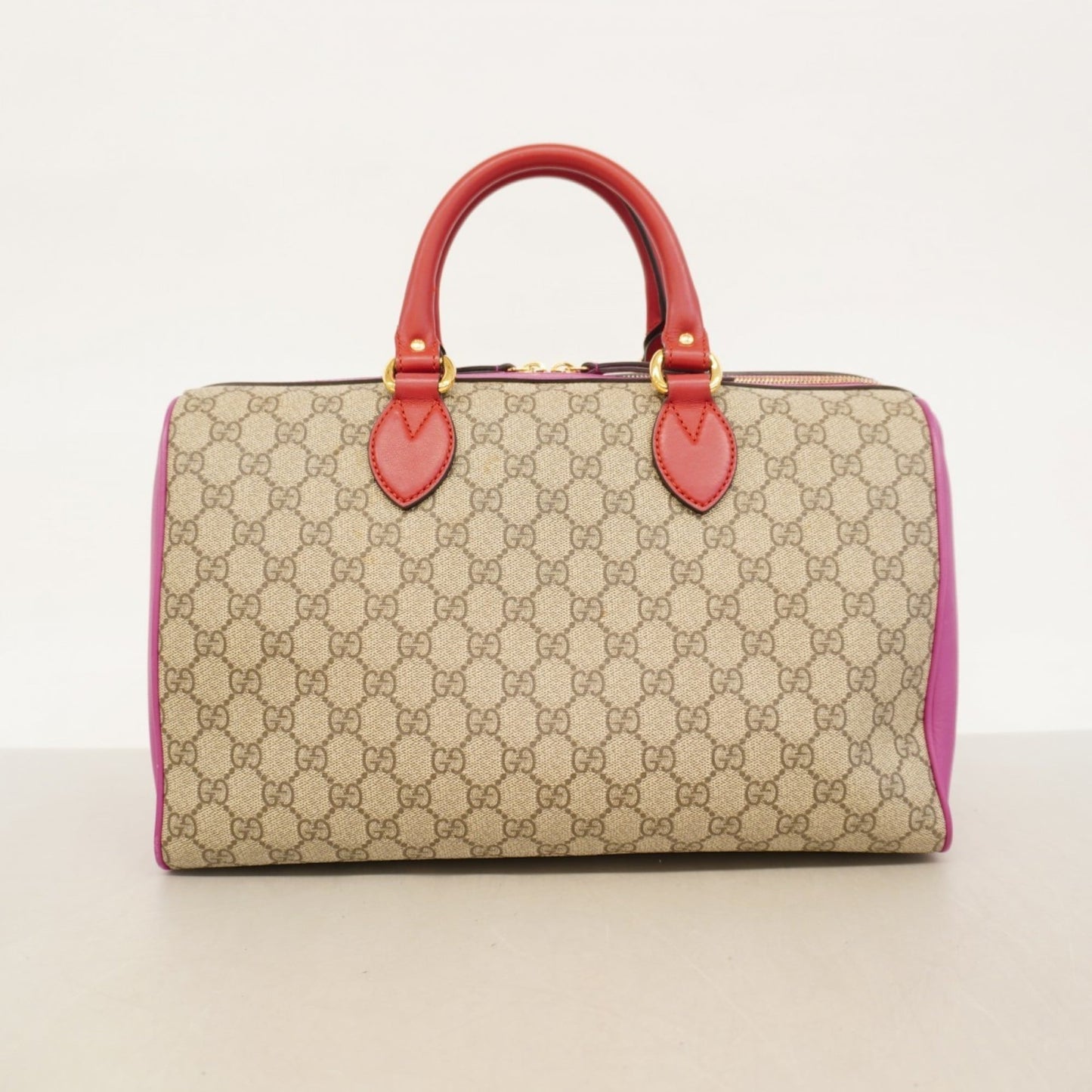 Gucci Brown Pink Red Color Pvc Handbag ( )