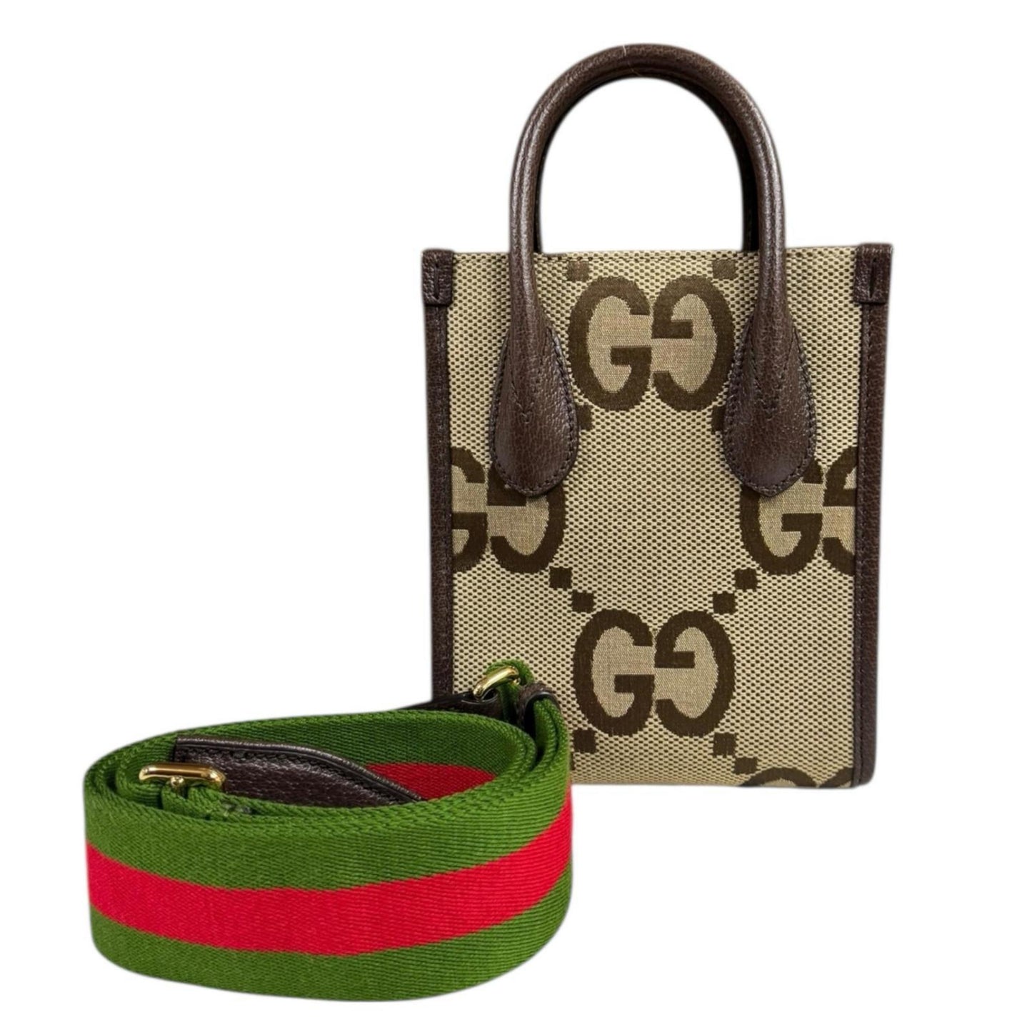 Gucci Beige Brown Gg Canvas Leather Shoulder Bag ( )