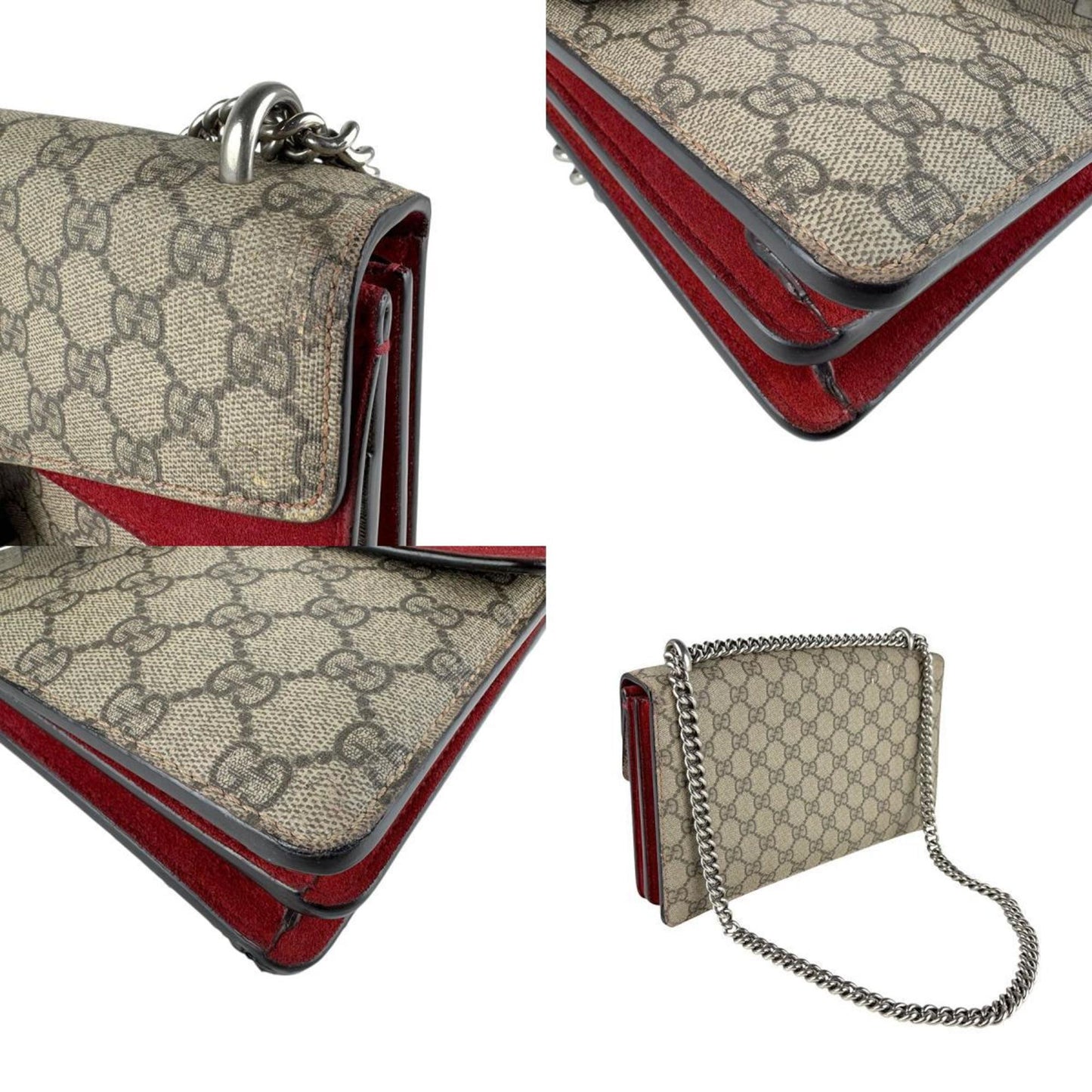 Gucci Brown Red Color Gg Supreme Shoulder Bag ( )