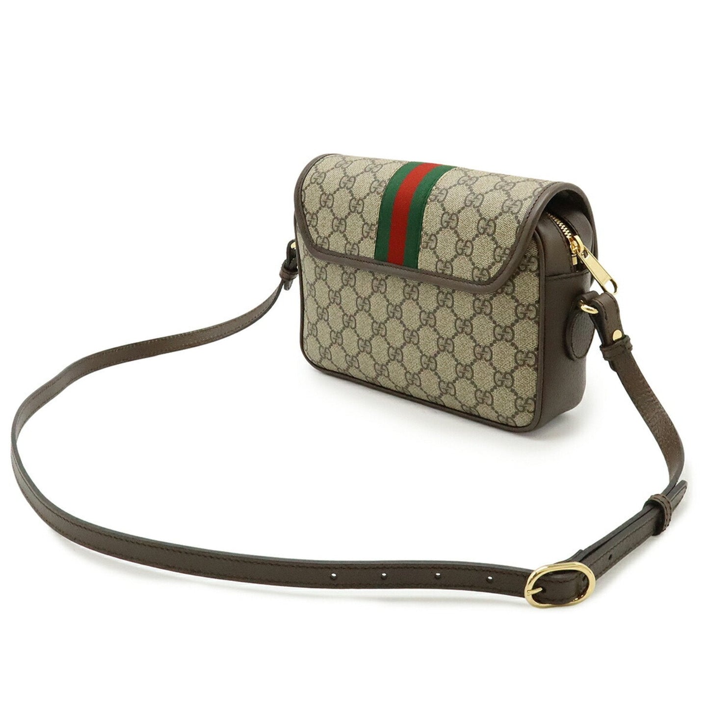Gucci Beige Brown Green Red Color Gg Supreme Leather Shoulder Bag ( )