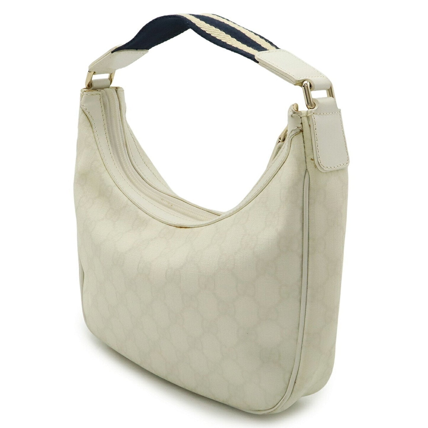 Gucci Navy White Pvc Leather Handbag Shoulder Bag ( )
