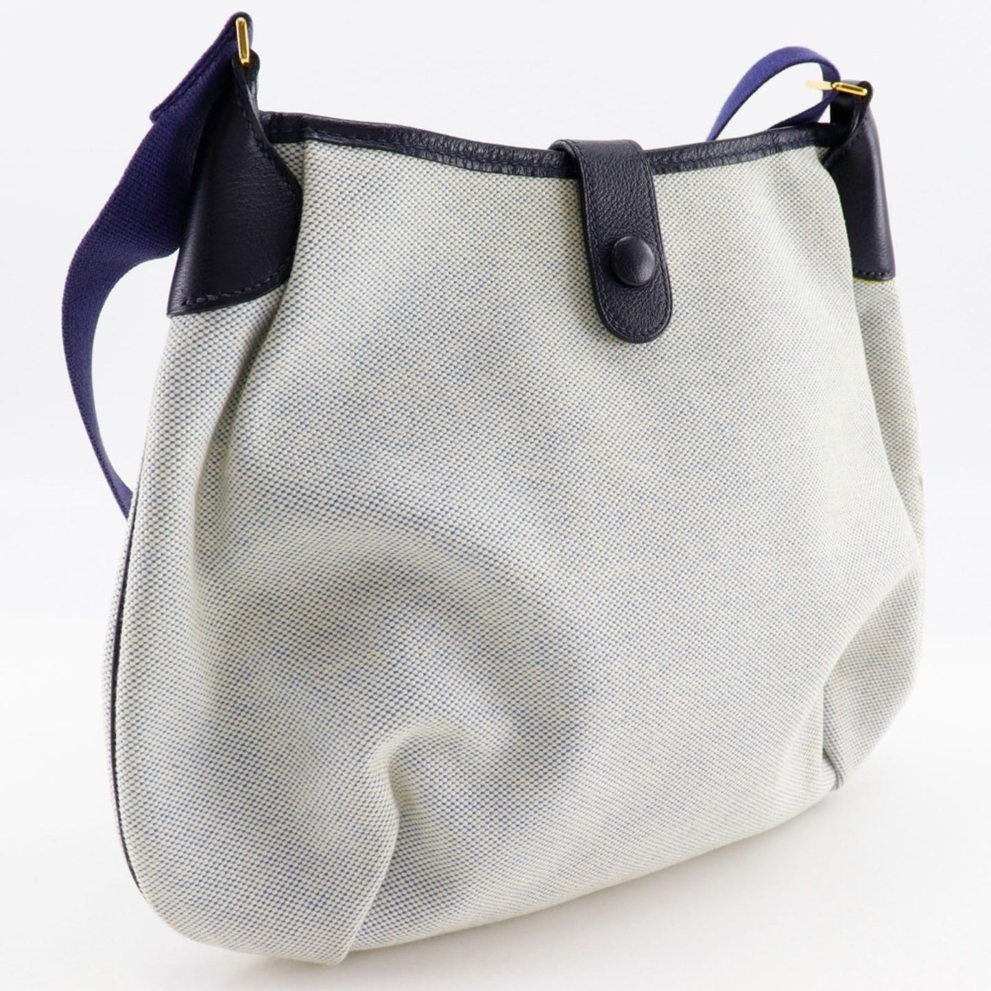 Hermes Gray Navy Toile H Shoulder Bag ( )