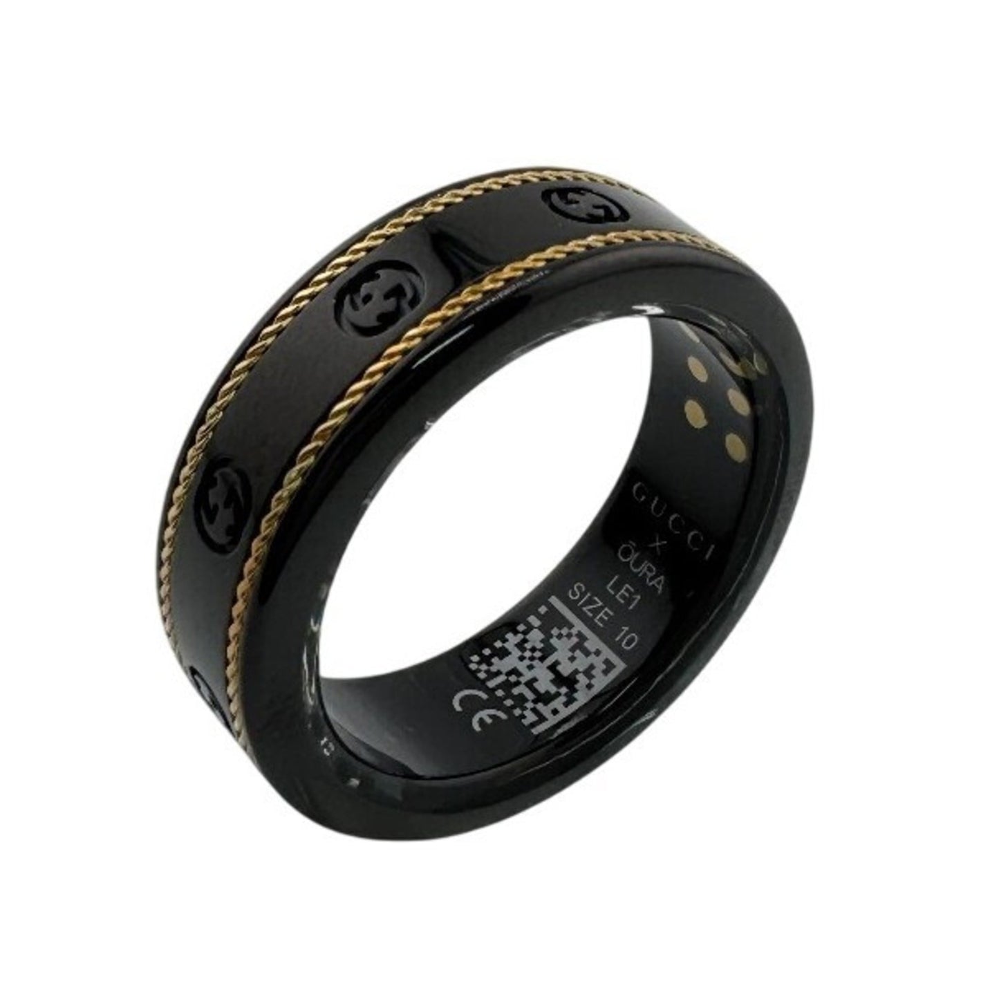 Gucci Gold Black Titanium Band Ring ( )