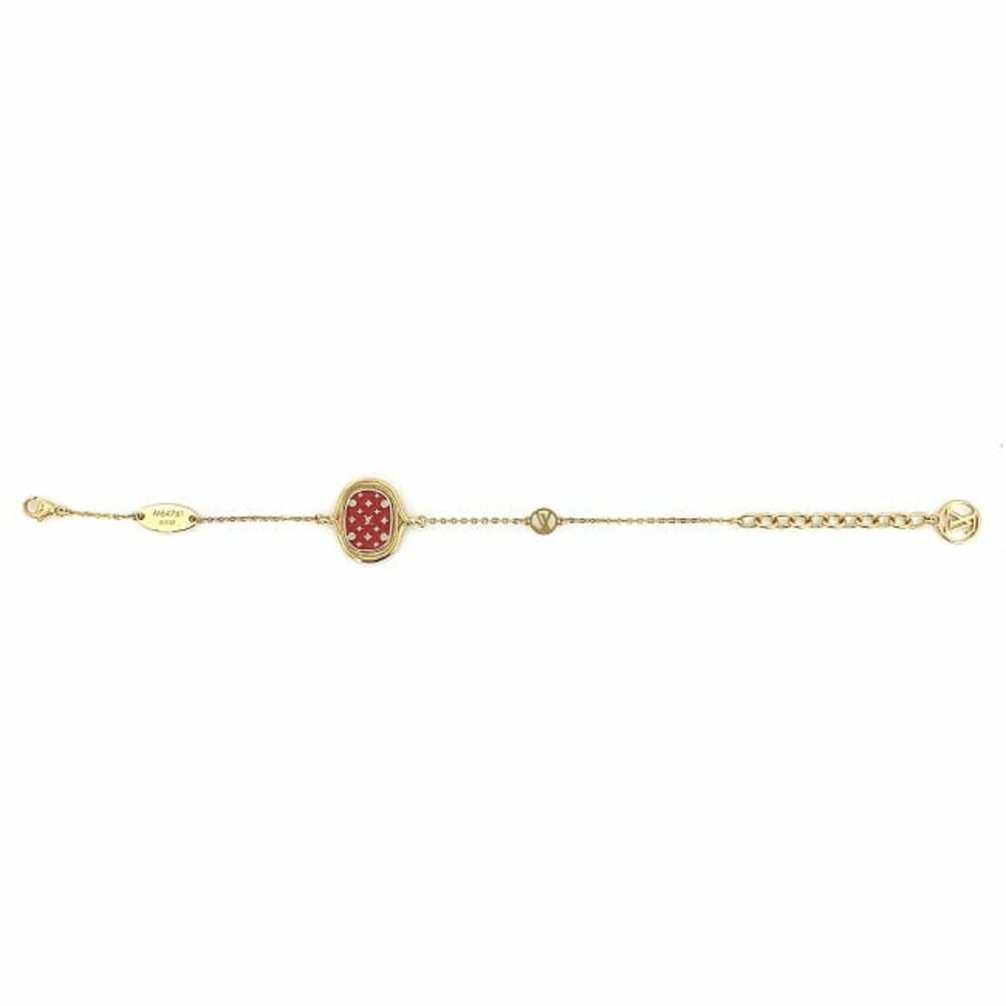 LOUIS VUITTON Bracelet Brasserie Lady Lucky Gold Red Silver M64761 Monogram GP LE0137