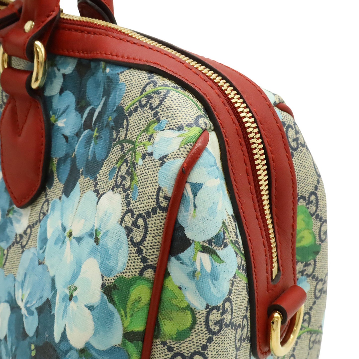 Gucci Beige Blue Multi-Color Red Color Gg Supreme Leather Boston Bag Handbag Shoulder Bag ( )