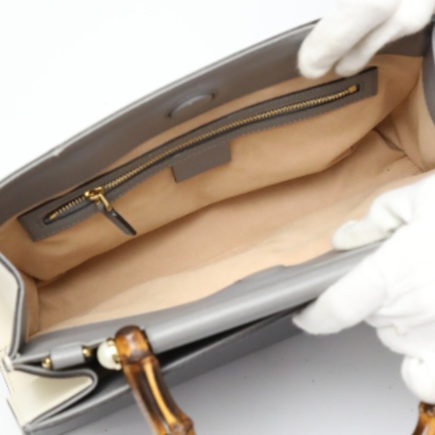 Gucci Gray Bamboo Handbag ( )