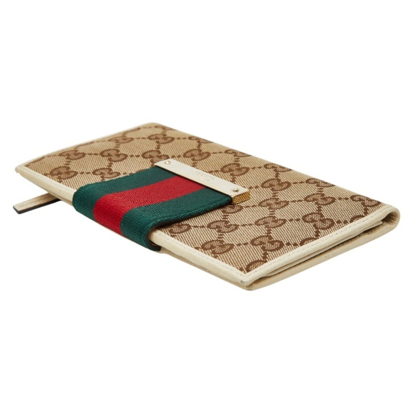 Gucci Beige Ivory Canvas Leather Long Wallet (Bi-Fold) ( )
