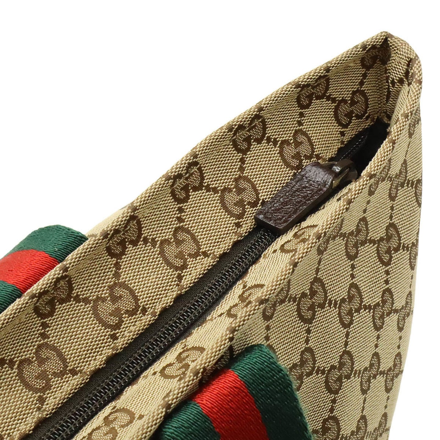 Gucci Beige Green Ivory Khaki Red Color Gg Canvas Leather Shoulder Bag Tote Bag ( )