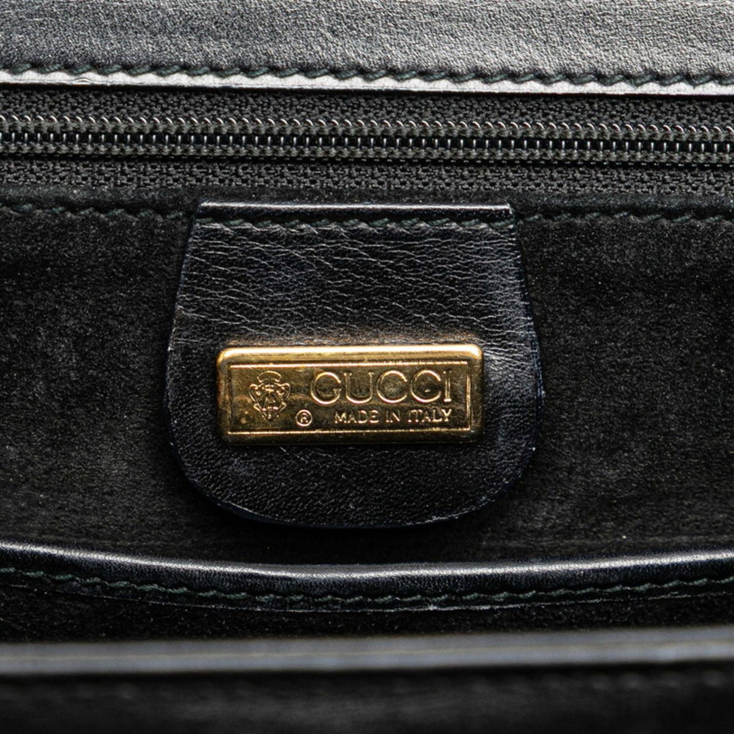 Gucci Black Brown Leather Plastic Handbag ( )