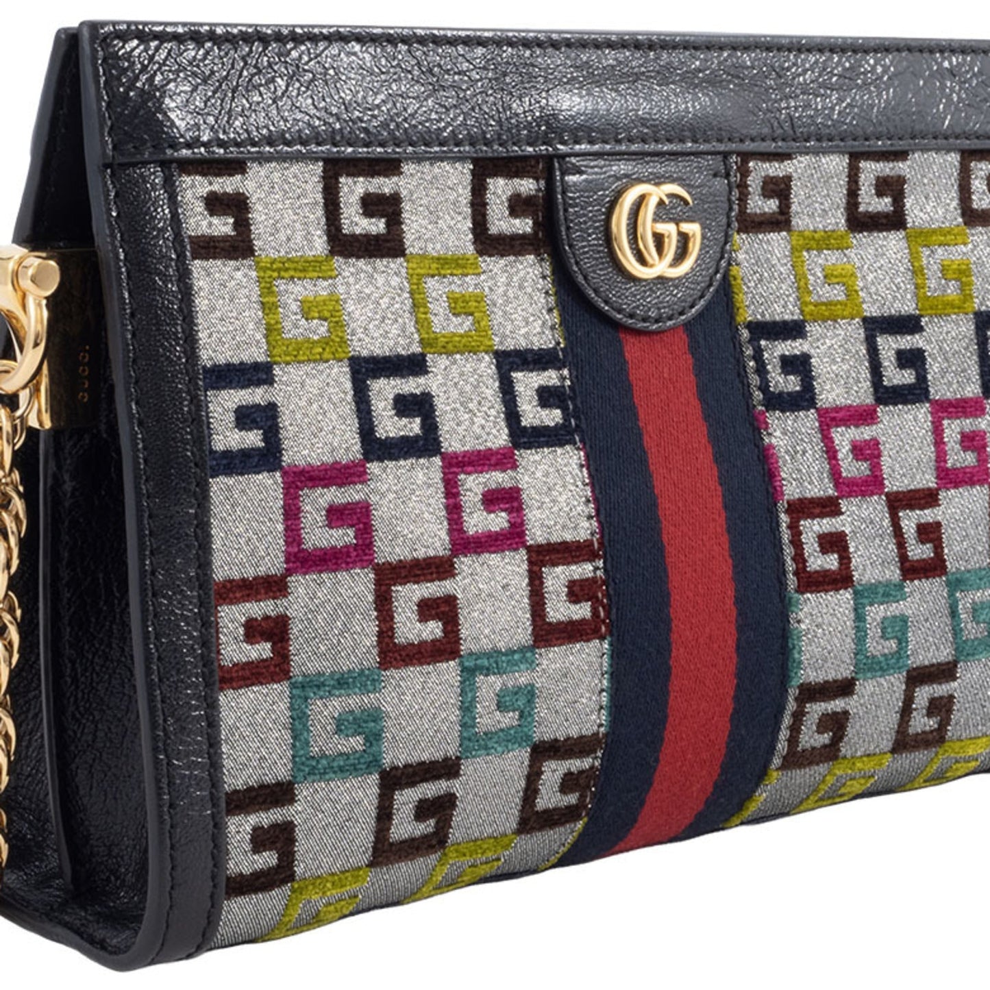 Gucci Multi-Color Canvas Leather Shoulder Bag ( )