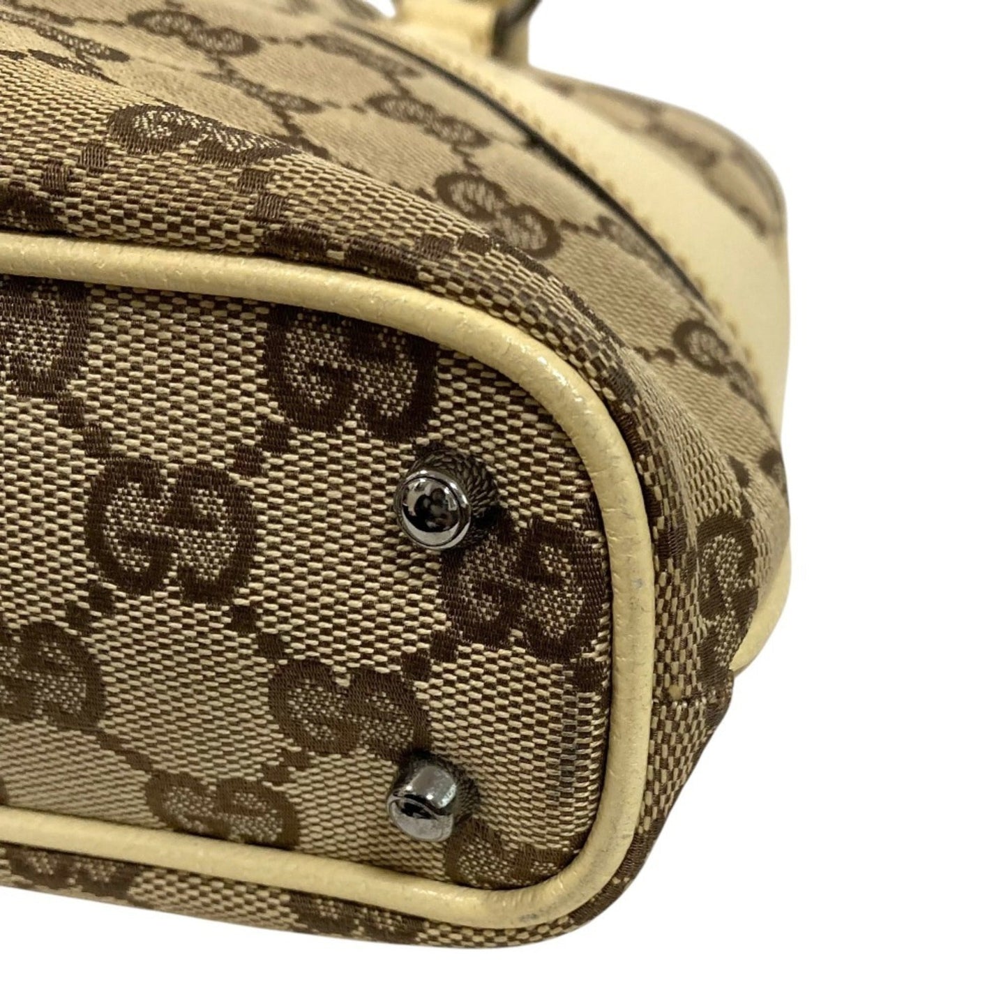 Gucci Beige Gg Canvas Leather Handbag ( )