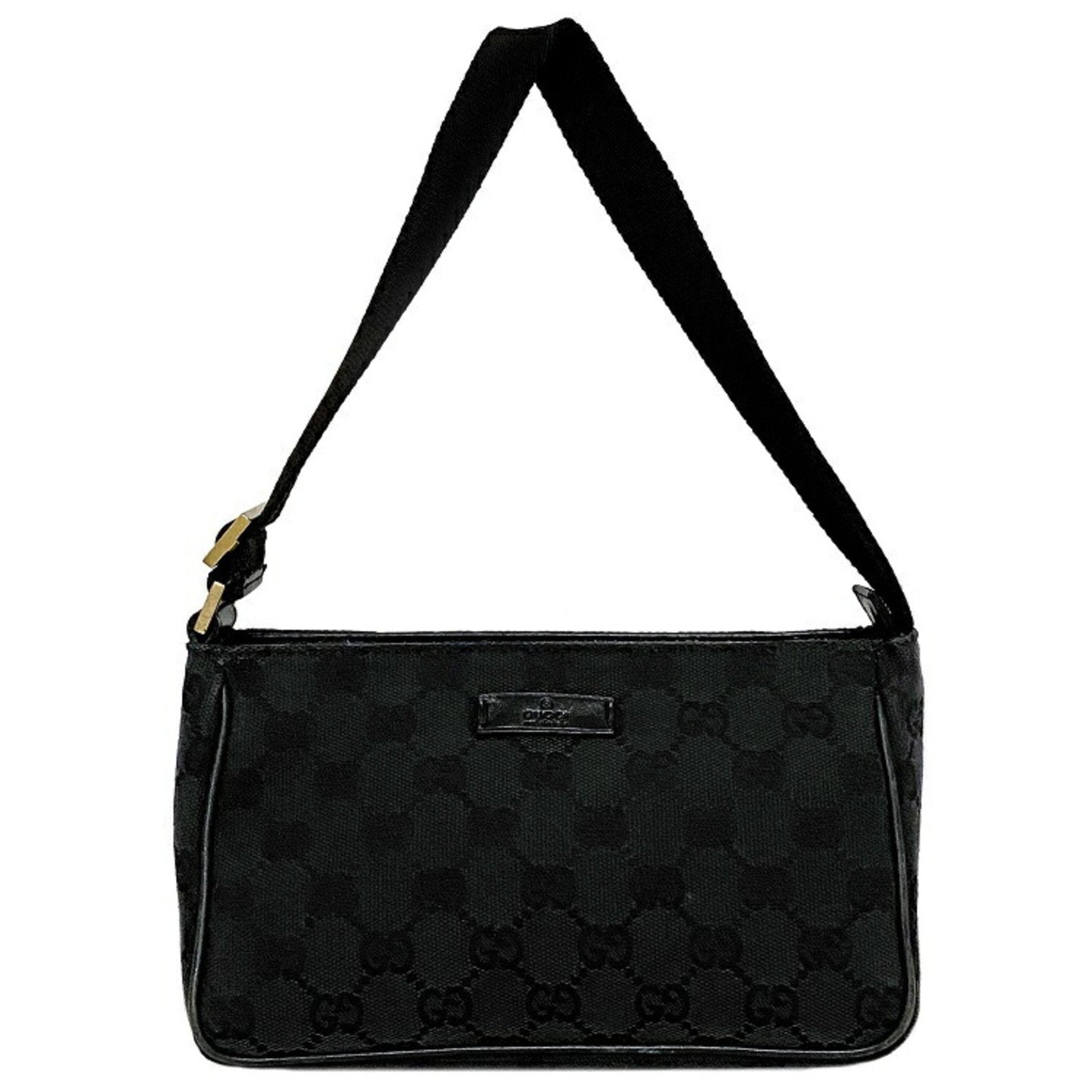 Gucci Black Leather Canvas Handbag Style 5