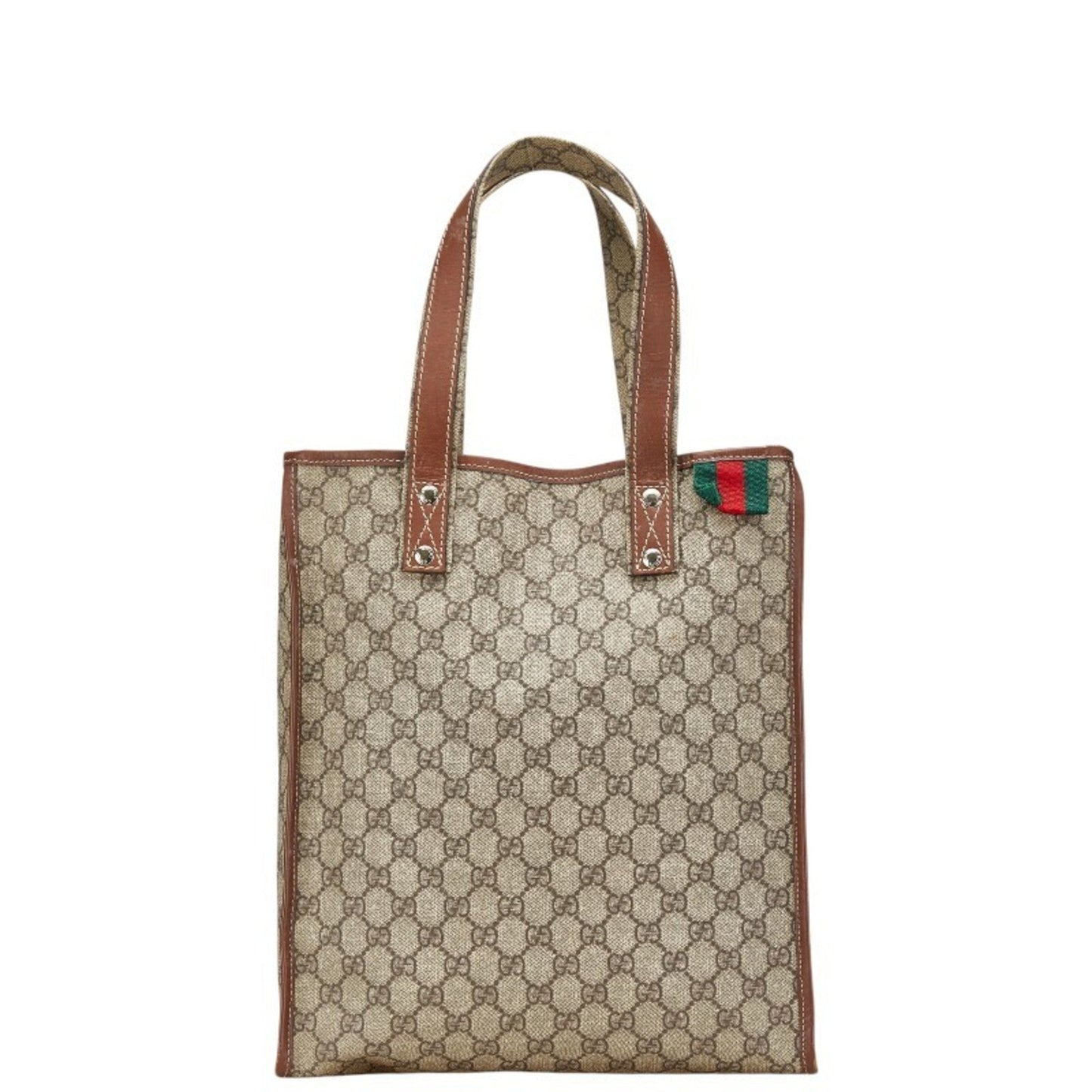 Gucci Sherry Line Beige Brown Pvc Leather Tote Bag ( )