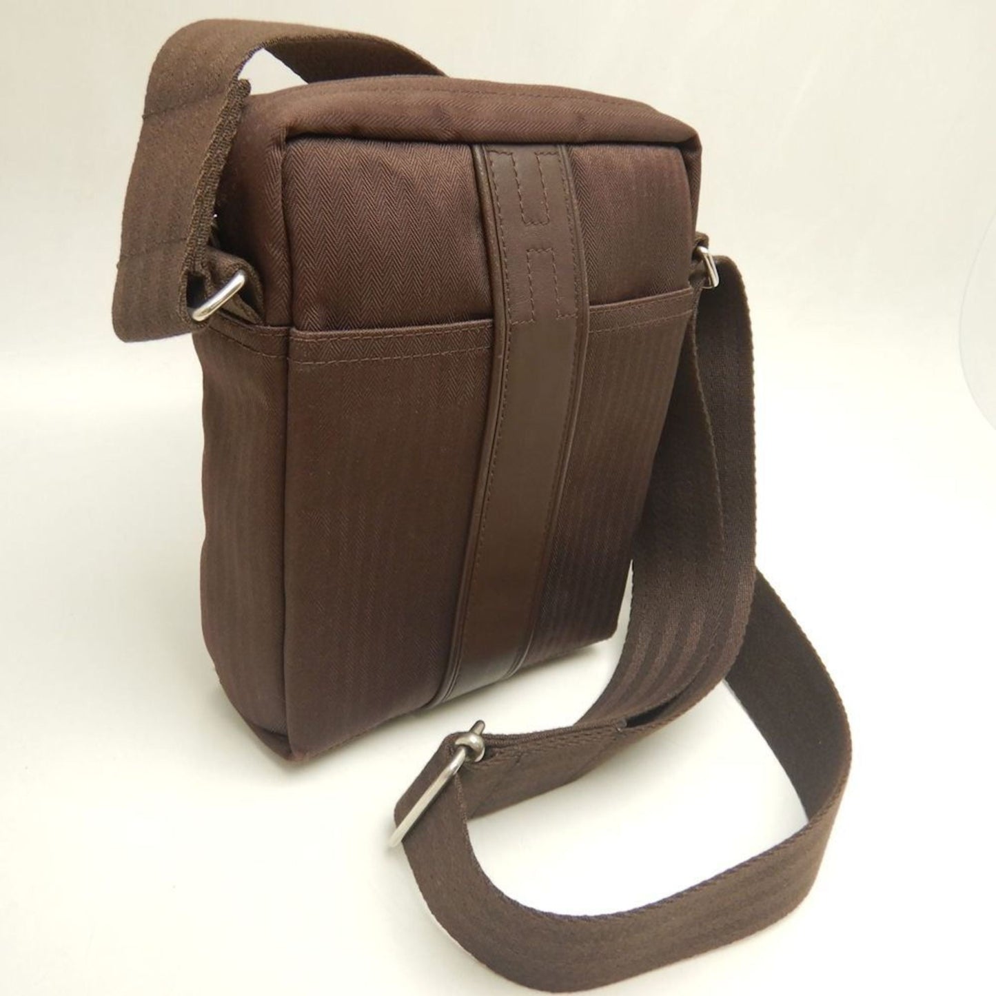 Hermes Brown Dark Brown Toile Chevron Shoulder Bag ( )