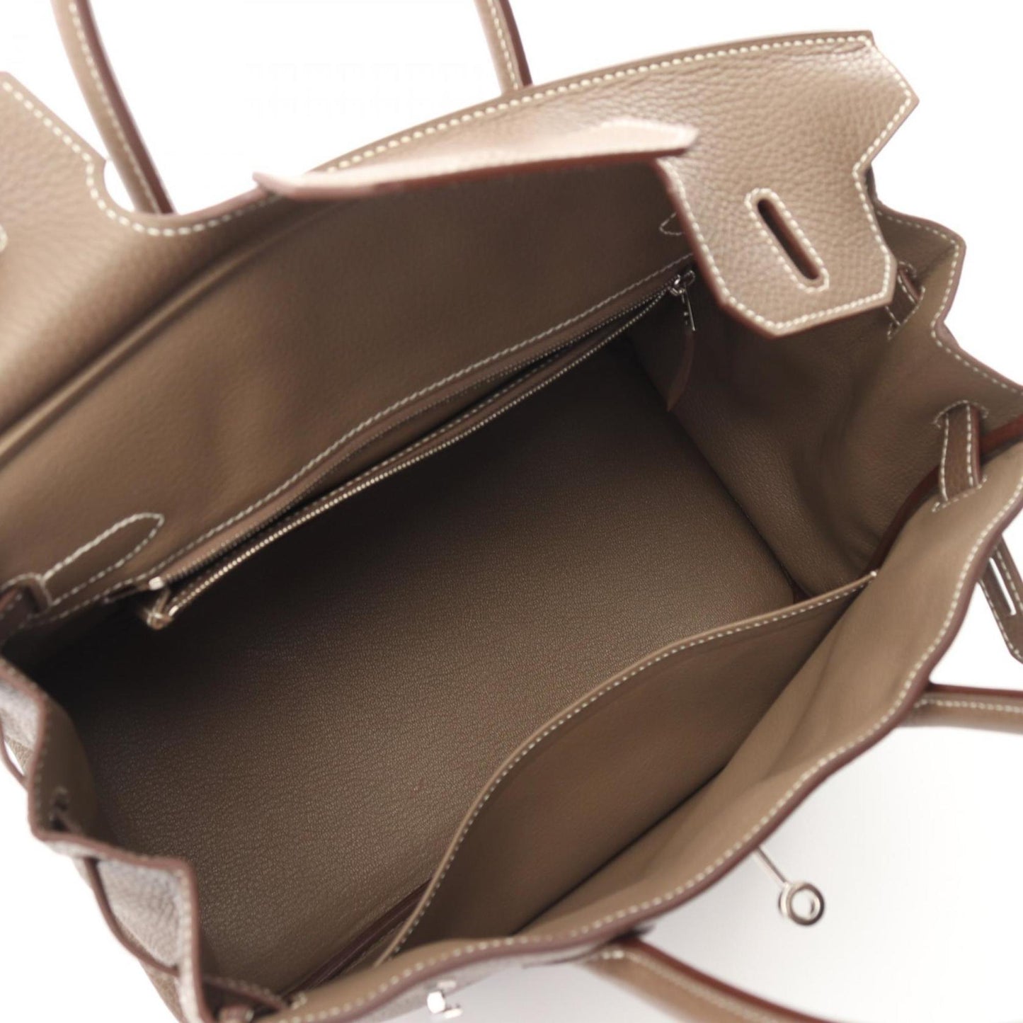 Hermes Brown Etoupe Gray Togo Leather Handbag ( )