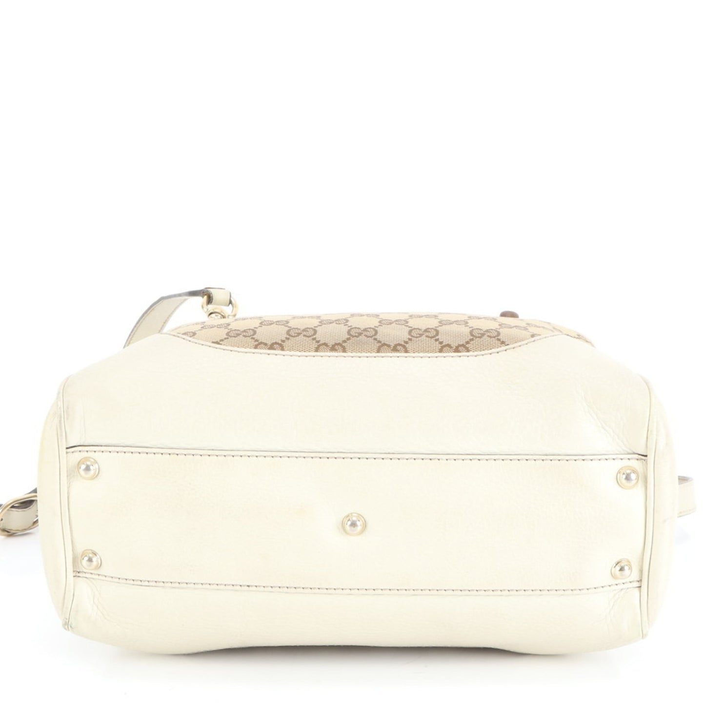 Gucci Beige Leather Canvas Shoulder Bag ( )
