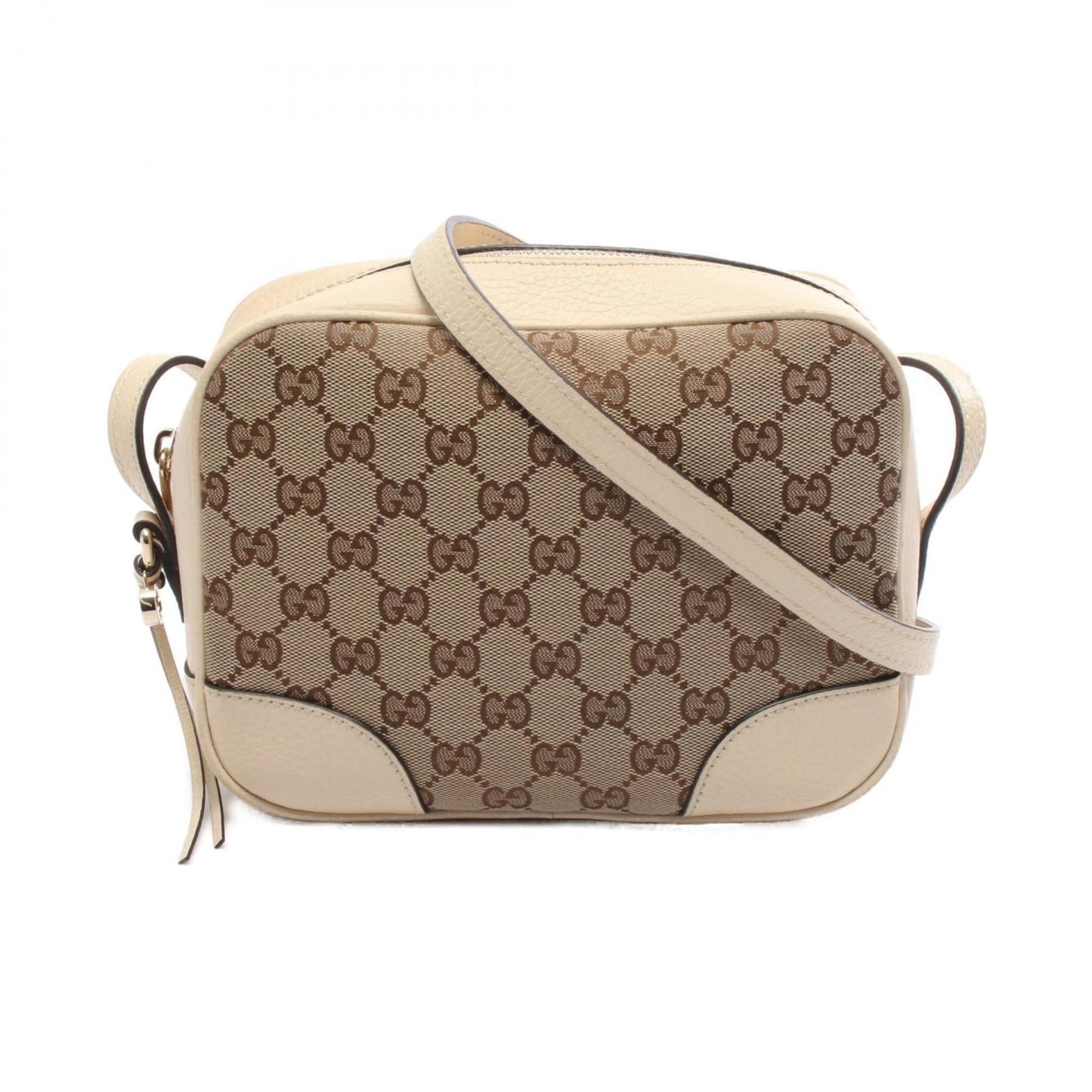 Gucci Beige Ivory Gg Canvas Leather Shoulder Bag ( )